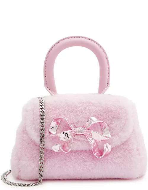 Self-Portrait Fluffy Micro Faux Fur Top Handle Bag - Light Pink