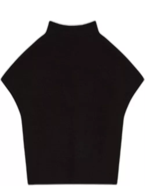 Wool and Cashmere Short-Sleeve Mock-Neck Sweater