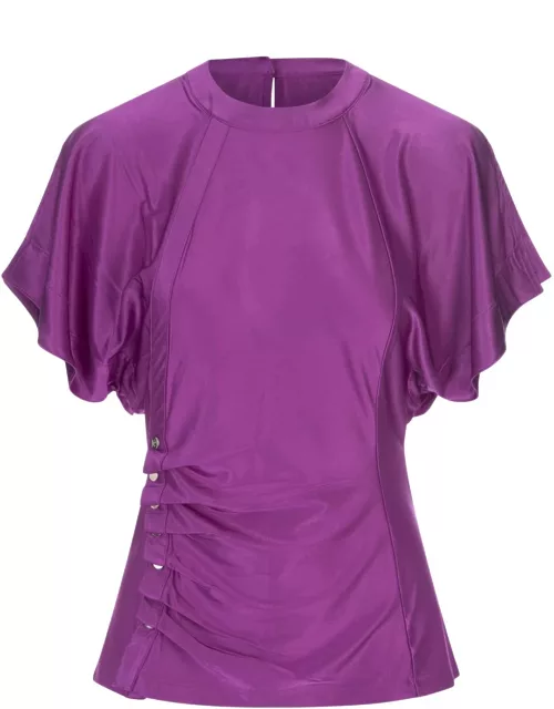 Paco Rabanne Purple Top With Draping And Button