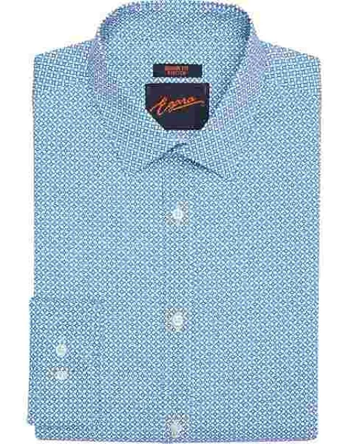 Egara Men's Skinny Fit Spread Collar Tapestry Dress Shirt Blue Fancy