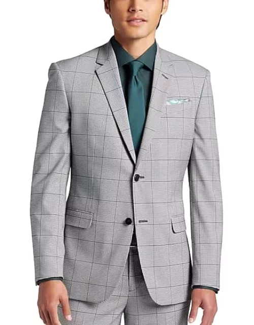 Egara Skinny Fit Men's Suit Separates Jacket Black/White Plaid