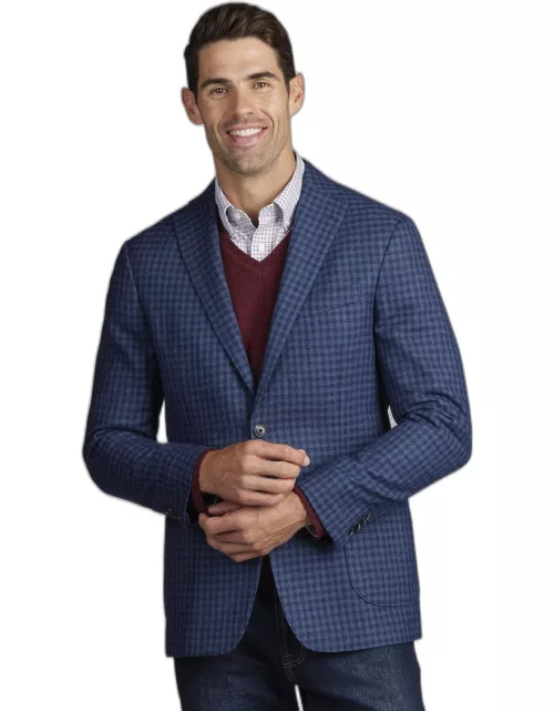 JoS. A. Bank Big & Tall Men's 1905 Collection Tailored Fit Check Sportcoat , Blue, 48 Regular