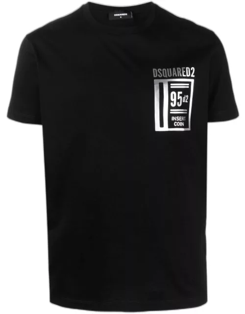Black T-shirt with silver print