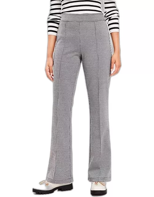 Loft Pintucked Pull On Flare Pants in Micro Houndstooth