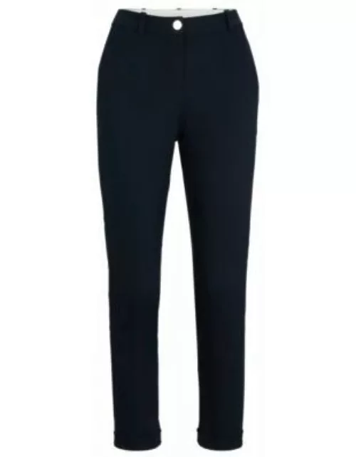 Regular-fit trousers in stretch-cotton twill- Dark Blue Women's Formal Pant
