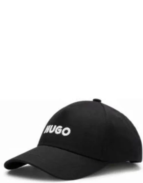 Cotton-twill cap with embroidered logo and snap closure- Black Men's Cap