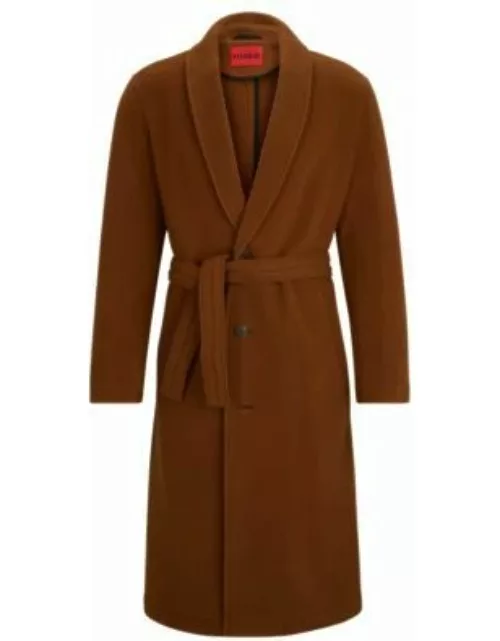 Regular-fit coat in a wool blend- Brown Men's Casual Coat