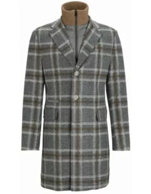 Slim-fit coat with zip-up inner- Grey Men's Formal Coat