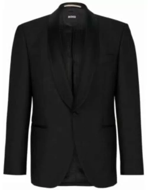 Regular-fit tuxedo jacket in a checked wool blend- Black Men's Sport Coat