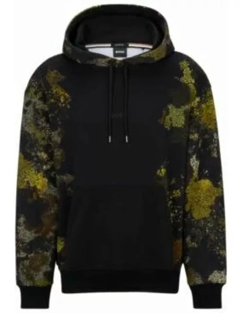 Cotton-terry hoodie with lichen-inspired graphics- Black Men's Tracksuit