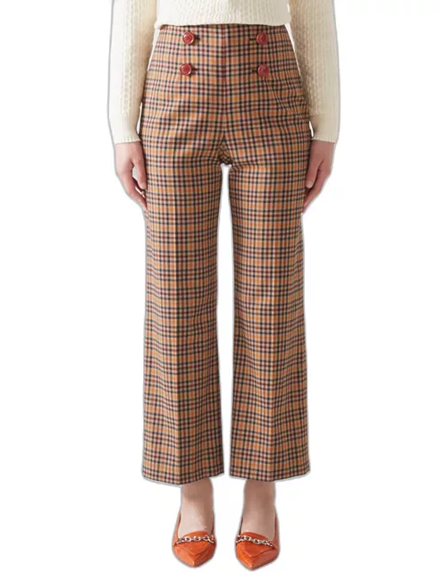 Polly High-Rise Cropped Plaid Trouser