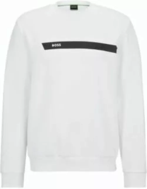 Cotton-blend sweatshirt with graphic logo stripe- White Men's Tracksuit