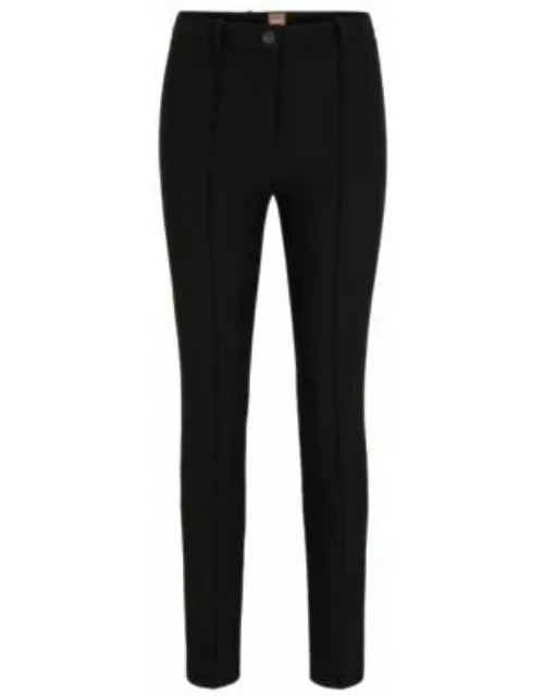 Slim-fit pants in stretch fabric with pintuck pleats- Black Women's Formal Pant