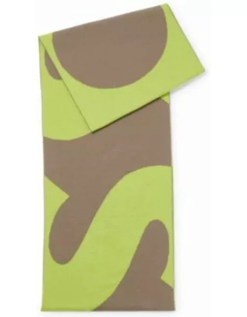 Logo-jacquard scarf blended with wool- Light Green Men's Scarve