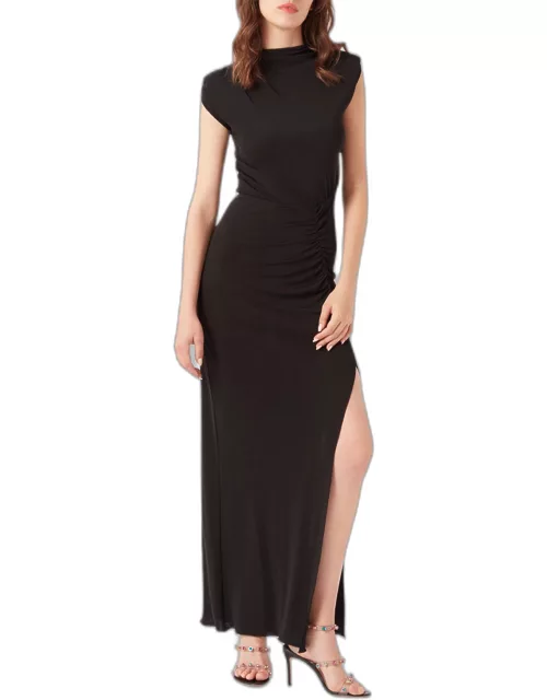Apollo Ruched Cap-Sleeve Jersey Maxi Dres