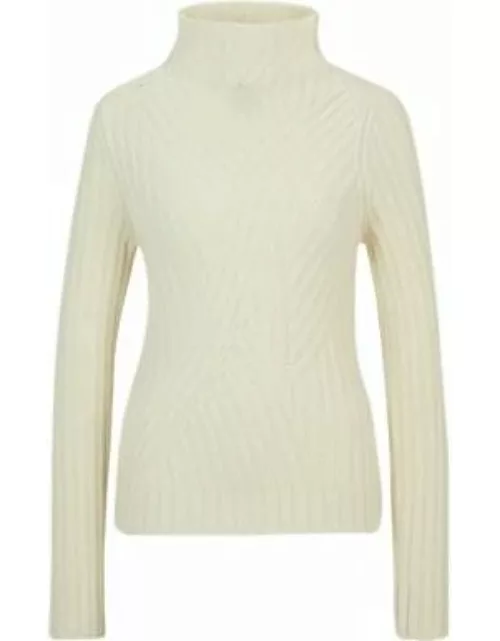 Funnel-neck sweater in virgin wool and cashmere- White Women's Sweater