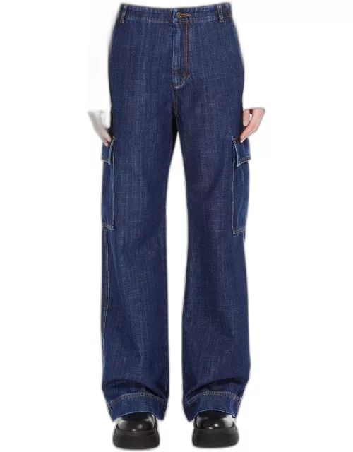 Straight-Leg Cargo Denim Jean