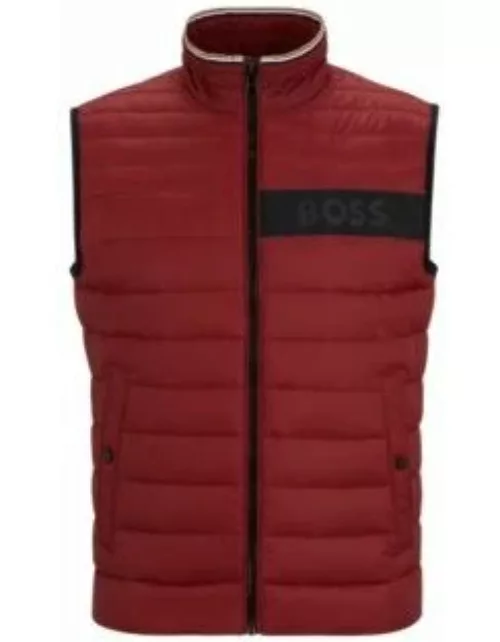 Water-repellent padded gilet with 3D logo tape- Dark Red Men's Casual Jacket