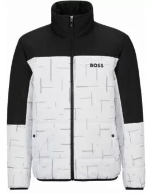 Regular-fit water-repellent padded jacket in mixed materials- White Men's Casual Jacket
