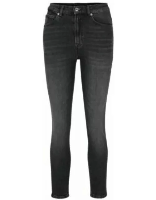 Slim-fit jeans in black stretch denim- Dark Grey Women's Jean