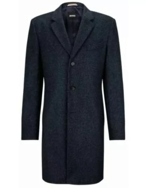 Slim-fit formal coat in patterned jersey- Dark Blue Men's Formal Coat