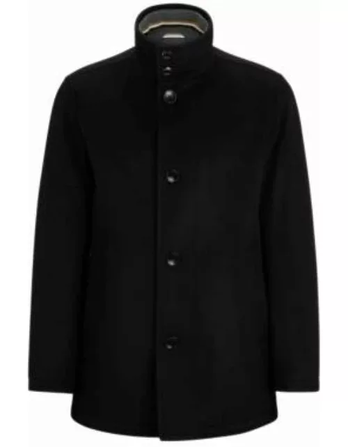 Relaxed-fit coat in virgin wool and cashmere- Black Men's Formal Coat