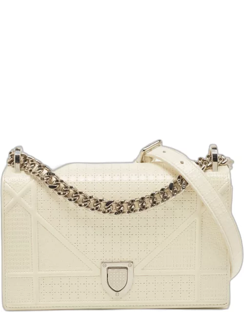 Dior Off White Micro Cannage Patent Leather Small Diorama Flap Bag