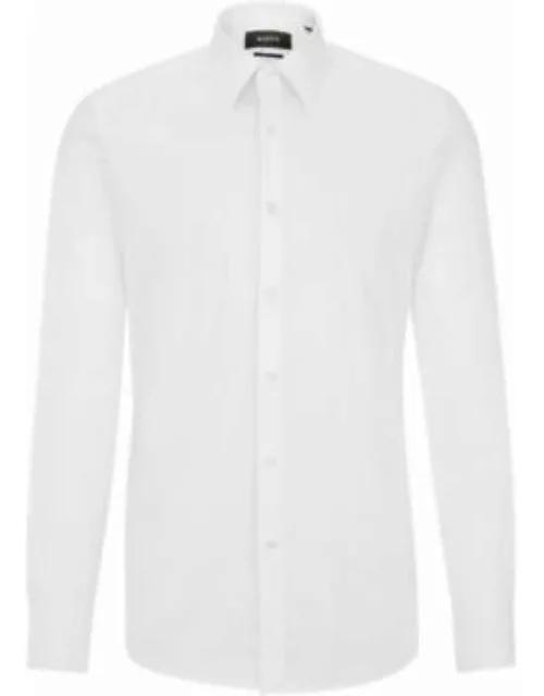 Slim-fit shirt in poplin with stretch- White Men's Shirt
