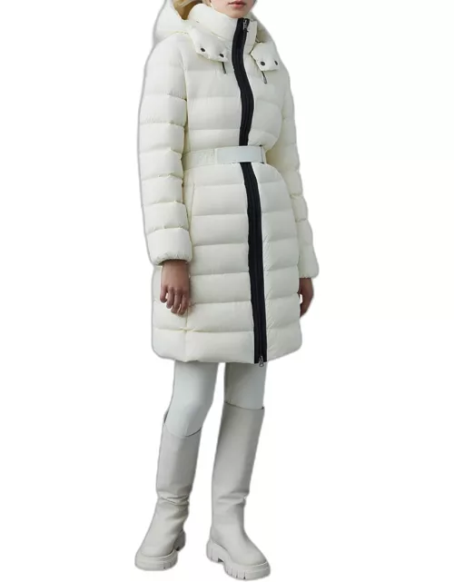 Ashley Down Puffer Coat with Velcro Belt