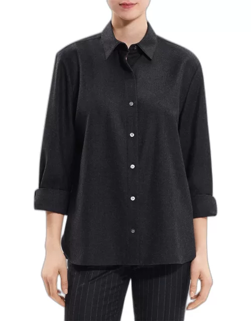 Classic Cotton Flannel Button-Front Shirt