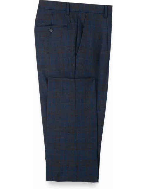 Wool Plaid Single Pleated Suit Pant