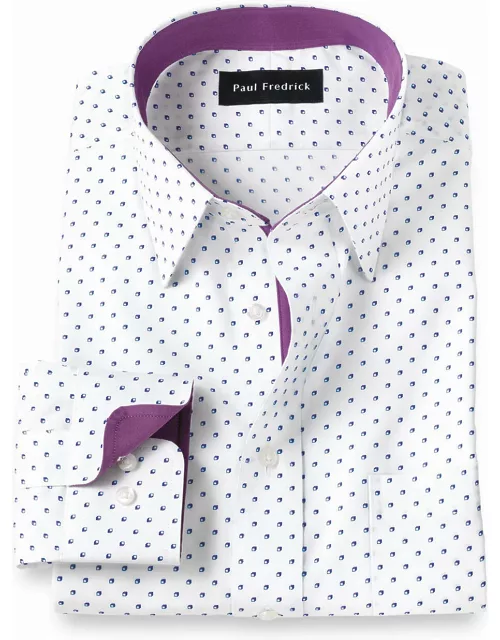 Non-iron Cotton Mini Box Print Dress Shirt With Contrast Tri