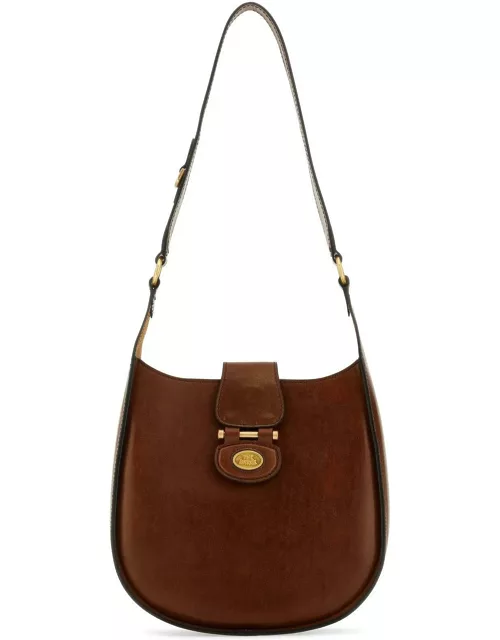 The Bridge Brown Leather Dora Shoulder Bag