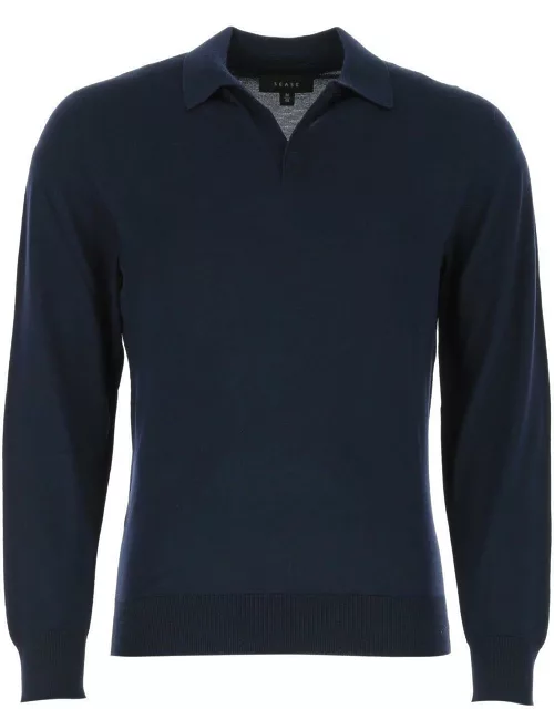 Dark Blue Wool Lasca Polo Shirt Sease