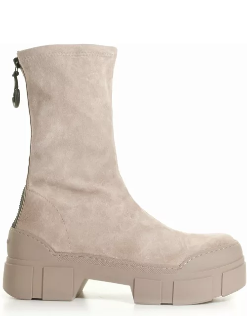 Vic Matié Ankle Boot In Beige Suede