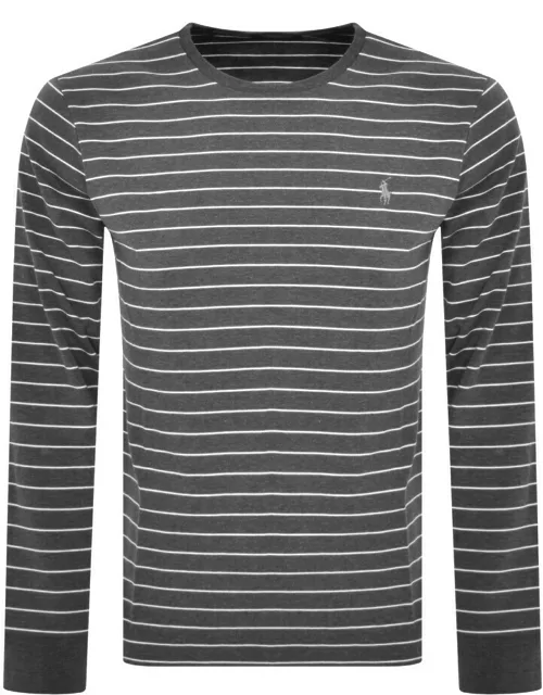 Ralph Lauren Stripe Long Sleeve T Shirt Grey