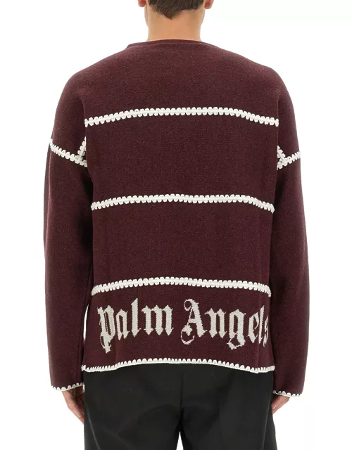 palm angels monogram striped sweater