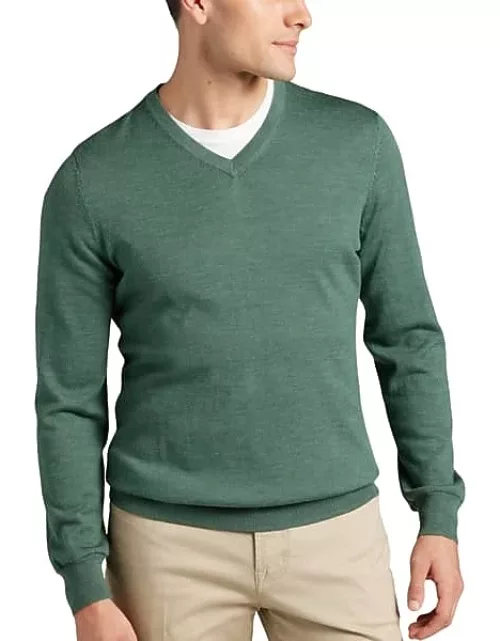 Joseph Abboud Men's Modern Fit V-Neck Merino Wool Sweater Light Green