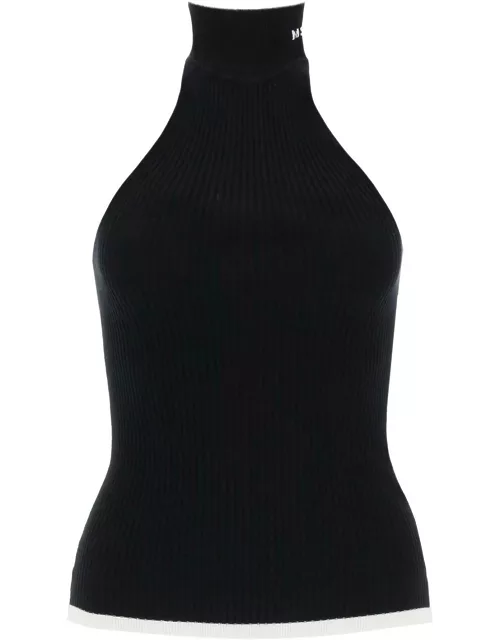 MSGM Ribbed tank top with halterneck