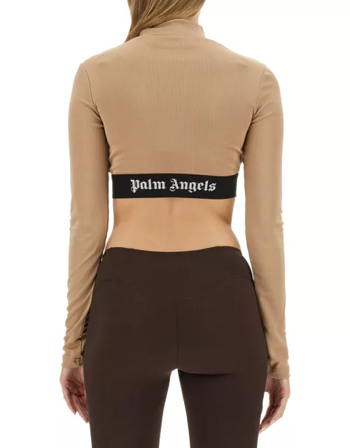 palm angels cropped top with logo