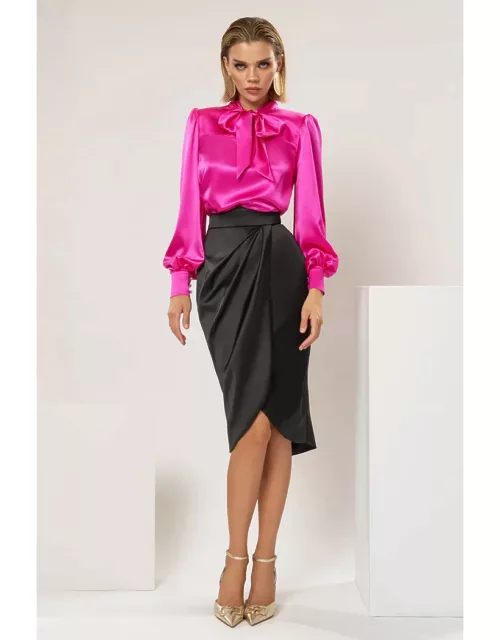 Cristallini Timeless Silk Blouse with Diamond Blossom Satin Skirt