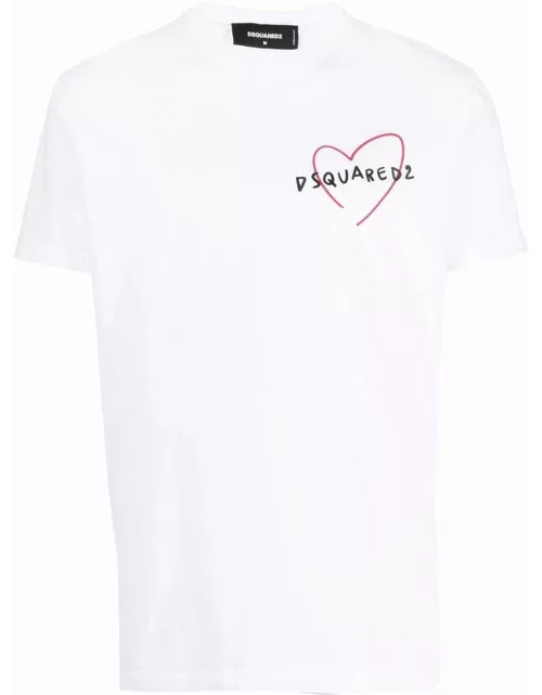 White logo print heart T-shirt