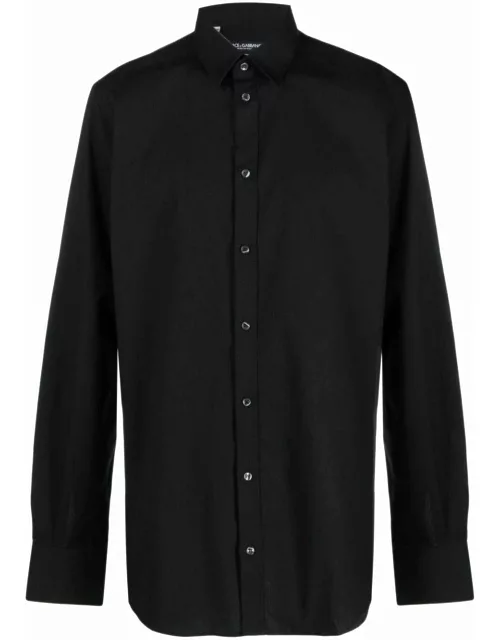 Black shirt with pointed collar