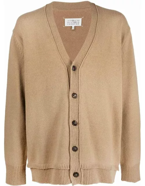 Brown knitted drop-shoulder cardigan