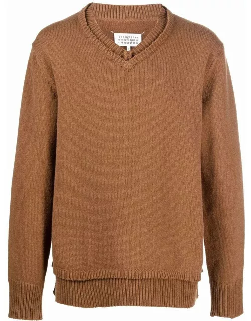 Camel v-neck sweater
