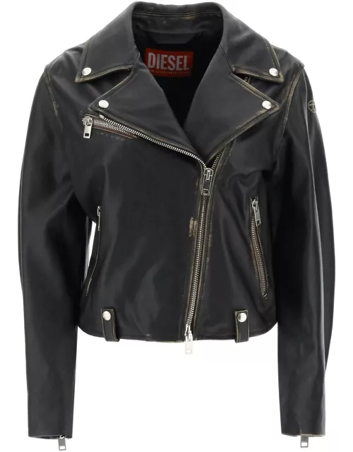 DIESEL 'l-edmea' lamb leather biker jacket