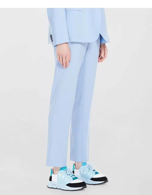 Cropped Straight-Leg Stretch Wool Pant