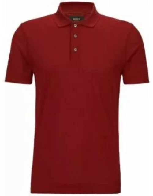 Regular-fit polo shirt in cotton and silk- Red Men's Polo Shirt