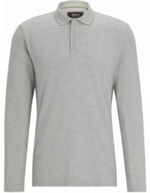 Regular-fit polo shirt in cotton and cashmere- Silver Men's Polo Shirt