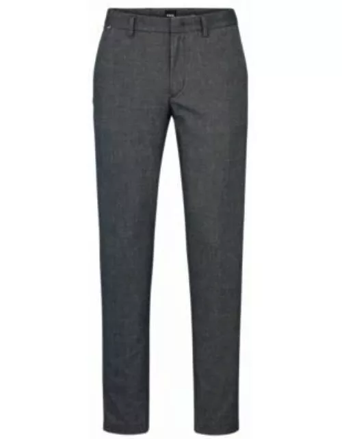 Slim-fit micro-patterned chinos with brushed finish- Dark Blue Men's Chino